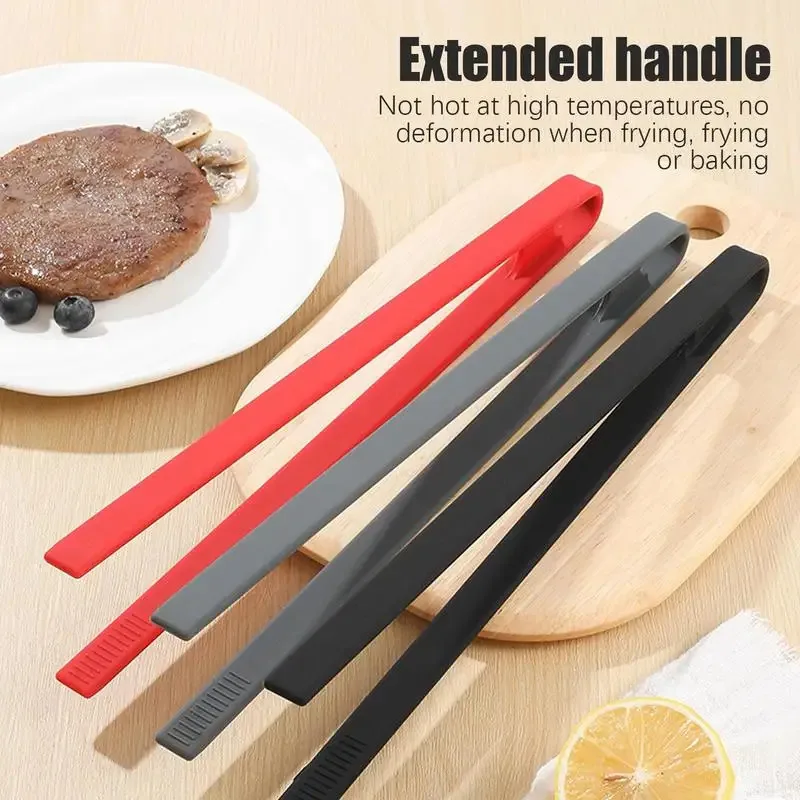 Silicone Trivet Tongs BBQ Kitchen Tongs Strong Grip Heat Resistant Kitchen Cooking BBQ Tongs For Nonstick Cooking Pans Toaster