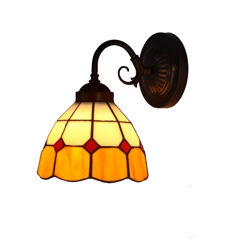 

6" Scandinavian Minimalist Lattice Wall Lamp Tiffany Style Orange Blue Indoor Glass Light Fixture LED Balcony Aisle Modern