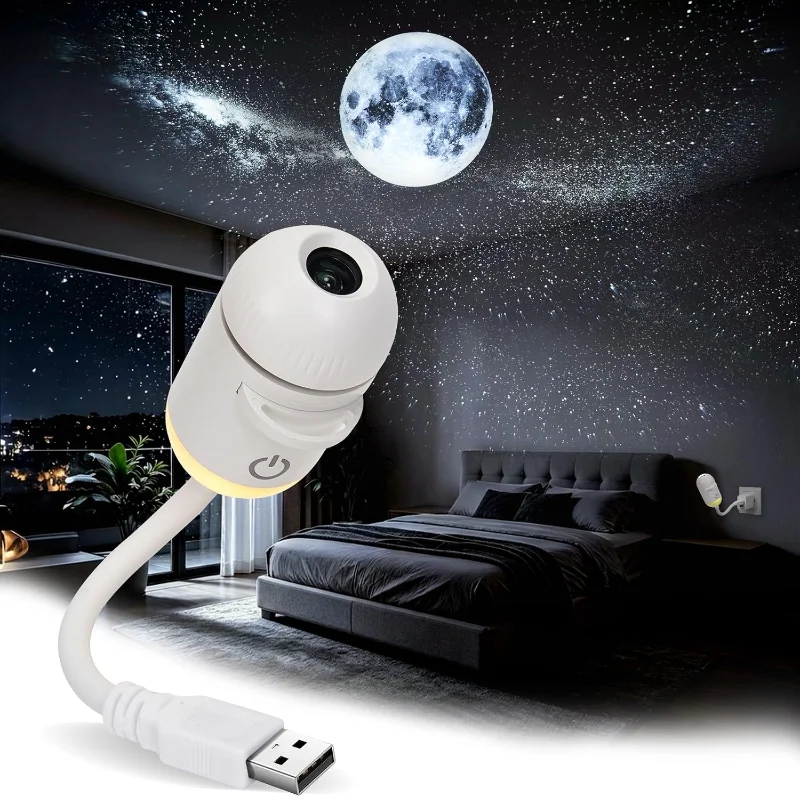 Starry Sky Night Light Projector Plug and Play 2-in-1 Galaxy Star Projector USB Powered Ceiling Light for Bedroom Car Decoration