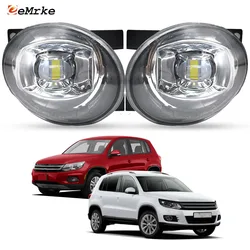 Led Lights for Volkswagen Tiguan 5N 1 Facelift 2011-2016 2 Pieces Car LED Fog Lights Assembly with Lens DRL Daytime Running Lamp