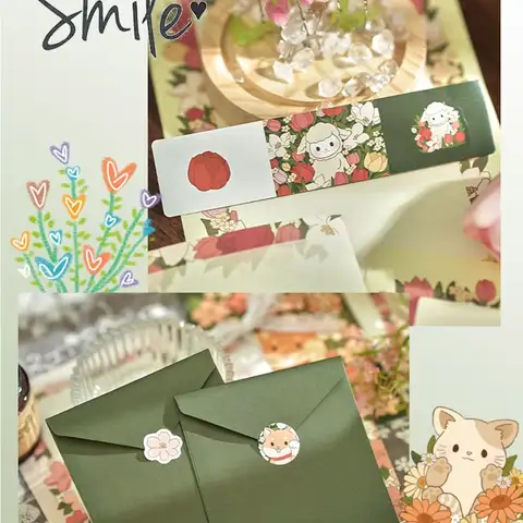 Bilashmart Multicolor Letter Stationery Floral Pattern Sealing Labels Card Envelope Set Greeting Gift Writing Paper with Envelopes