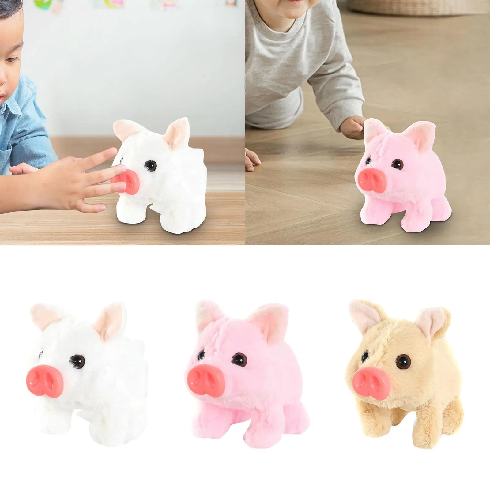 Cerdo de peluche eléctrico, juguete animado con boca móvil, cerdito educativo realista para caminar, regalo de cumpleaños para niños y niñas