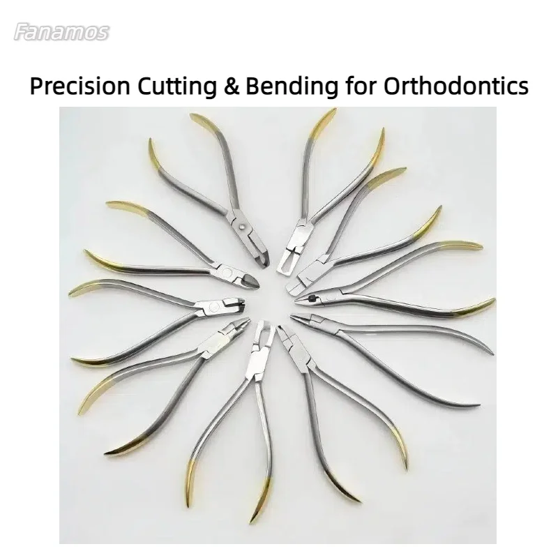 Stainless Steel Dental Orthodontic Pliers Kit, Wire Bending, Distal End & Ligature Cutter, Bracket Removing Ortho Tools