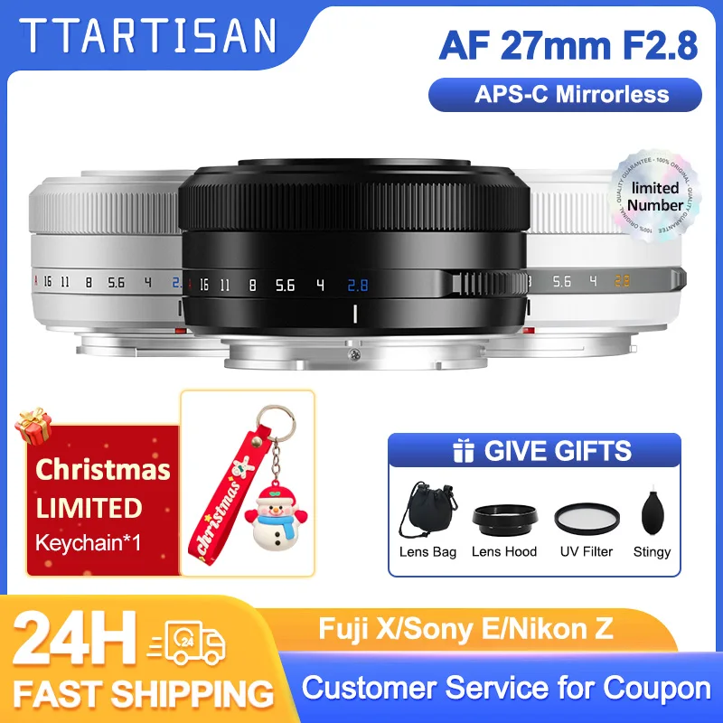 TTArtisan 27mm F2.8 Auto Focus Eye Recognition Camera Lens for Fujifilm XF XA2 XT4 Sony E ZVE10 A7C A7S2 A7M2 NIKON Z ZFC Z30 Z9