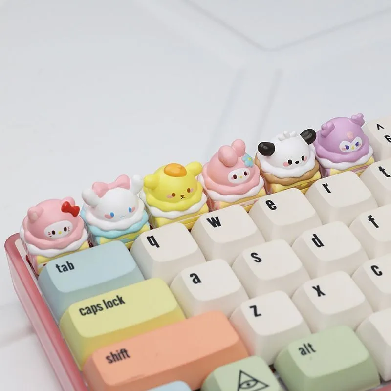 Lindos Teclados con Temática de Pastel de Sanrio Hello Kitty, Kuromi, My Melody y Cinnamoroll para Teclados Mecánicos MX, Anime Kawaii, Dibujos Animados, Festivos