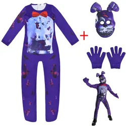 Horrible Halloween Costume for Kids Five Nights Scp Foundation Jumpsuit Cosplay Nightmare Bonnie F-Fnaf Game xtmas Gift To Kids