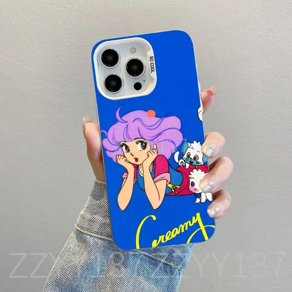 حافظة هاتف C-Creamy Mami Magic لهاتف iPhone 16,15,14,13,12,11,8,7,Pro,Max,Plus,Mini,XS,SE غطاء مقاوم للصدمات من الحلوى البيضاء غير اللامعة