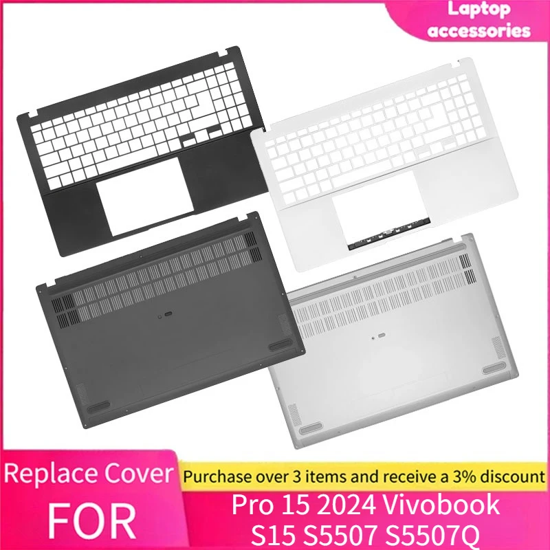 ノートブック上部-下部ケース-キーボードトップパームレストlcdバック-ベゼルasus-pro-15-2024-vivobook-s15-s5507-s5507q用
