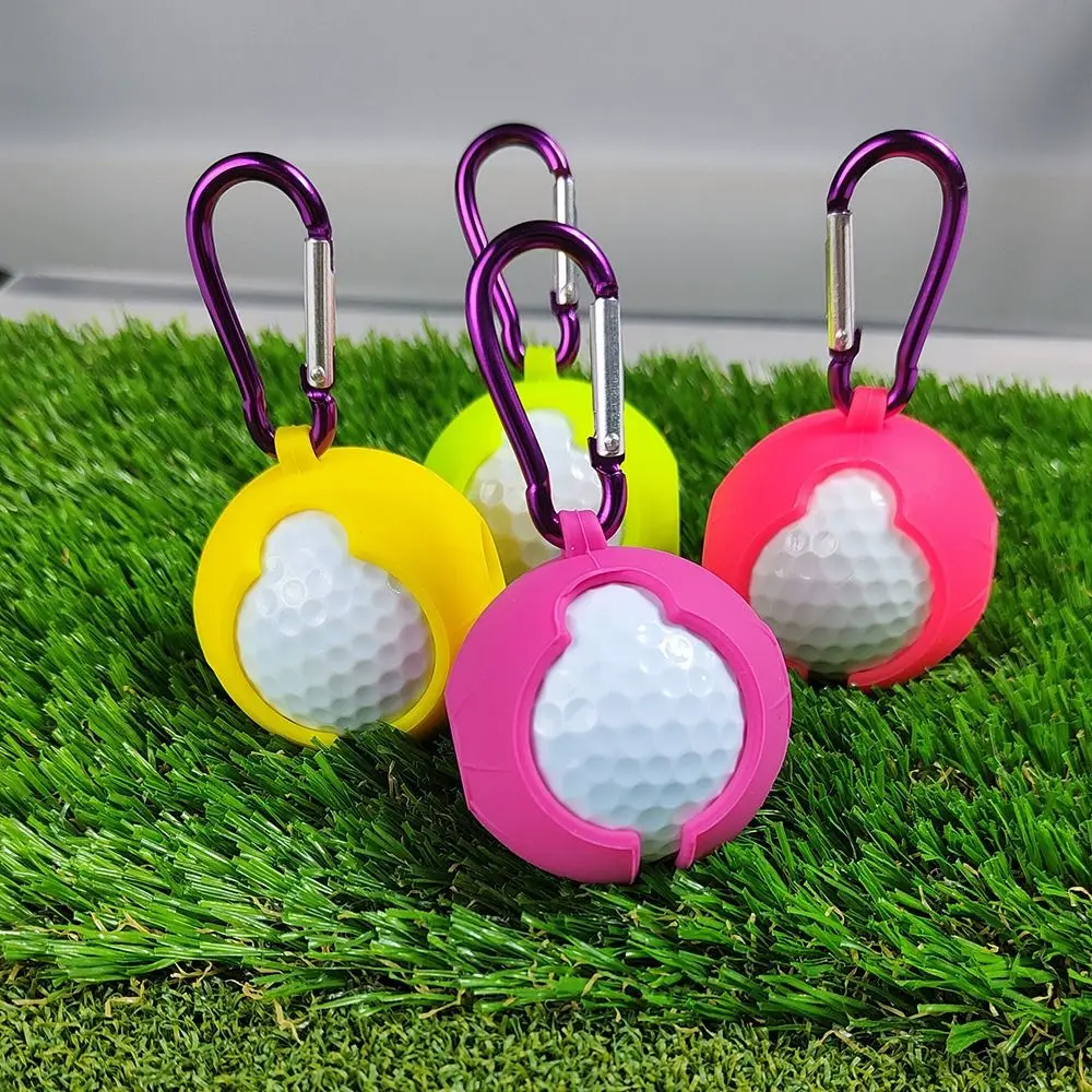 Golf Accessories 2Pcs Silicone Golf Ball Sleeve Protective Cover Bag Holder With Carabiner