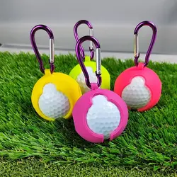 Funda protectora de silicona para pelota de Golf, accesorios de 2 piezas, soporte para bolsa con mosquetón