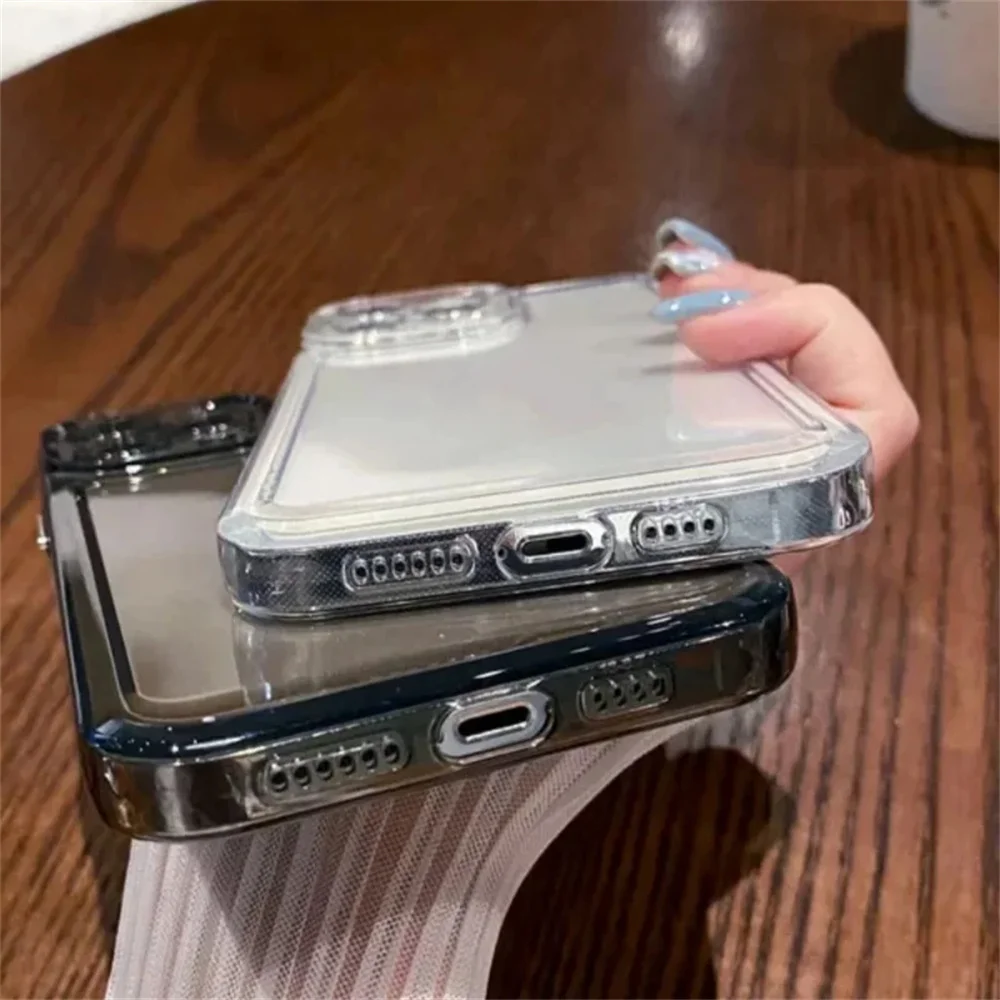 تعزيز التكلفة الفاخرة شفافة سيليكون لينة القضية آيفون 16 15 14 13 12 برو ماكس زائد البسيطة رقيقة واضحة الغطاء الخلفي قذيفة بولي يوريثان