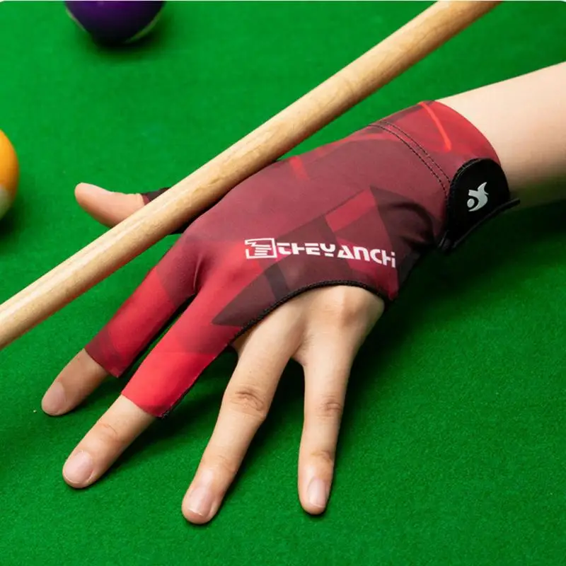 Guante de billar para mano izquierda y derecha, guantes de entrenamiento de billar de tres dedos, antideslizantes, elásticos, accesorios