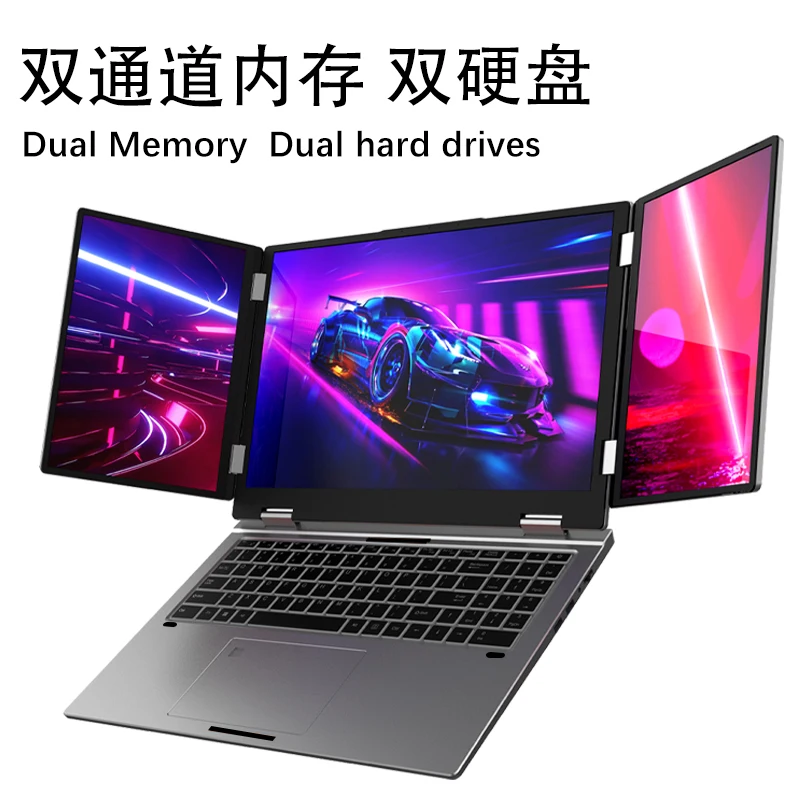 16+10.5+10.5 inch Triple Screen Gaming Laptop Intel Core i7 1260P 64GB RAM 2TB Computer fingerprint/face recognition unlocking