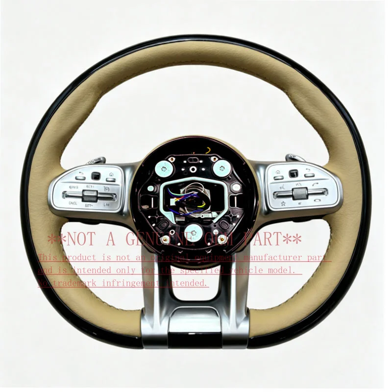 For Mercedes-Benz GLA H247 2020- Two Tone Khaki Black Leather Steering Wheel Horn Shell ZC-809-P68-F