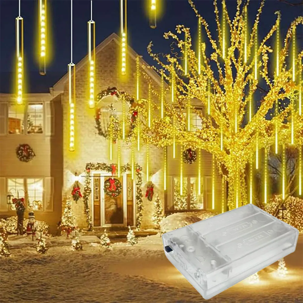 

Outdoor LED Meteor Shower String Light Christmas Garland Fairy Light for Party Wedding Garden Tree Decoration Battery Power