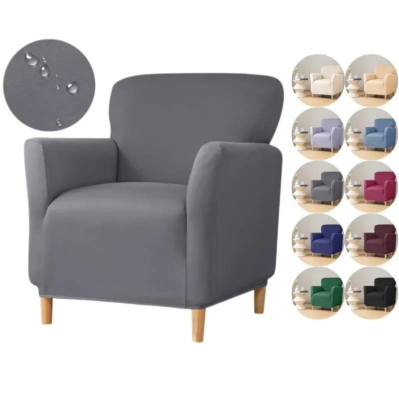 Spandex Tub Chair Cover Solid Elastic Water Repellent Club Armchair Slipcovers Single Couch Covers Living Room Bar Counter Hotel