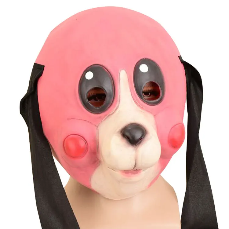 قناع لاتكس هازل مع سماعات رأس، زي للكرنفال والهالوين والحفلات والمهرجانات، فستان نسائي بسيط برقبة مستديرة وأكمام قصيرة #5