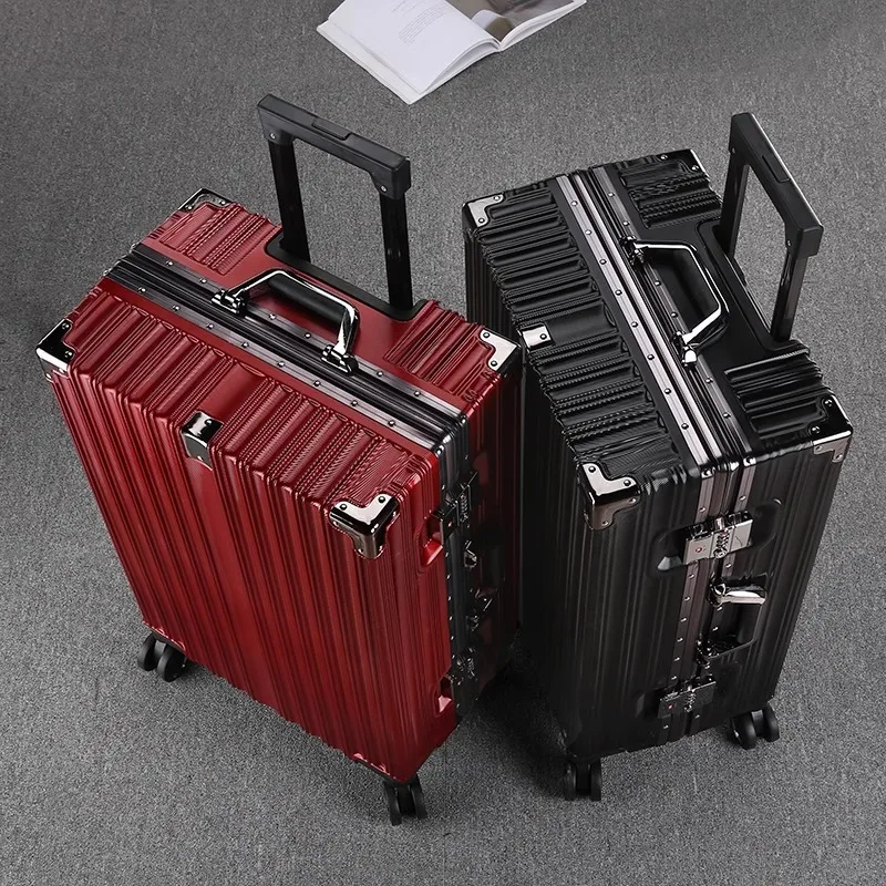 Aluminum Frame Suitcase 20 inch Boarding Cabin Rolling Luggage Trolley Case Password Suitcases on Wheels Men and Women Students