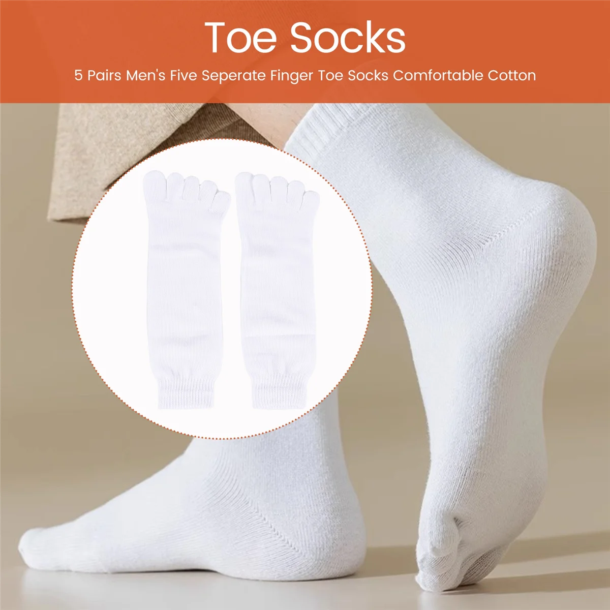 FZFZ 5 쌍 남성용 다섯 개의 별도의 발가락 발가락 양말 편안한 면
