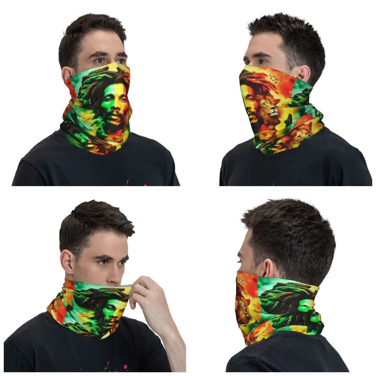 Custom Jamaica Reggae Rock Bob Marley Bandana Neck Warmer Women Men Winter Ski Tube Scarf Gaiter Face Cover