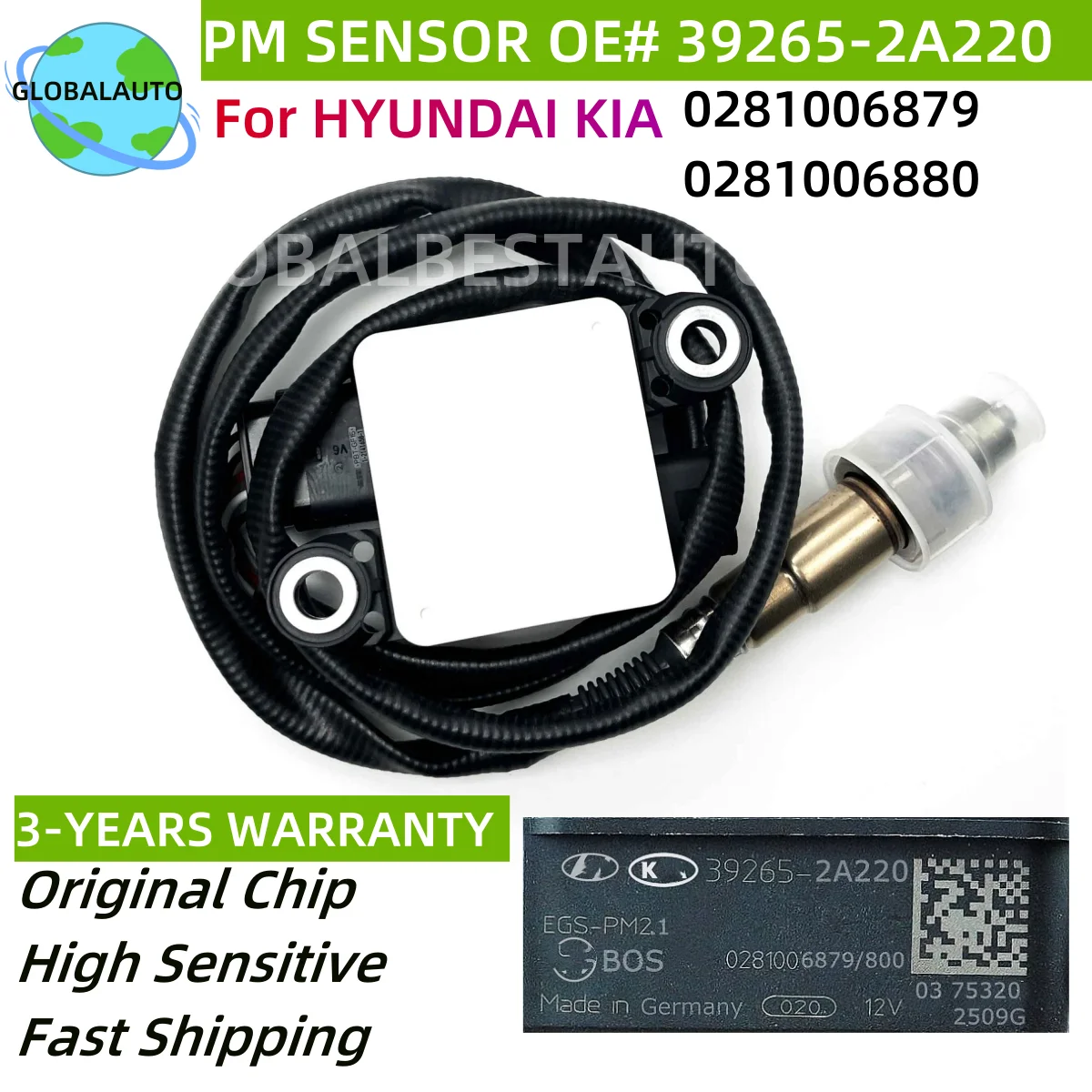 

39265-2A220 392652A220 0281006879 0281006880 NEW Particulate Matter PM Sensor For KIA K3 Forte 2016-2018 1.6 Hyundai Elantra I30