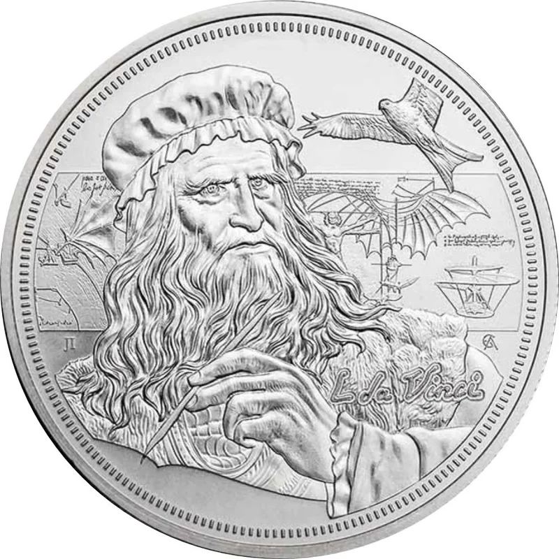 

1 oz .999 Fine Silver Commemorative Coin - Da Vinci Icons of Inspiration 2021 Niue Island - Art Memorial Decor