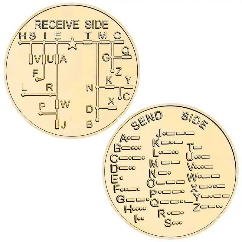 1Pc Morse Code Practice Coin Commemorative Badge Portable Learning Tool for Radio Beginners History Enthusiasts