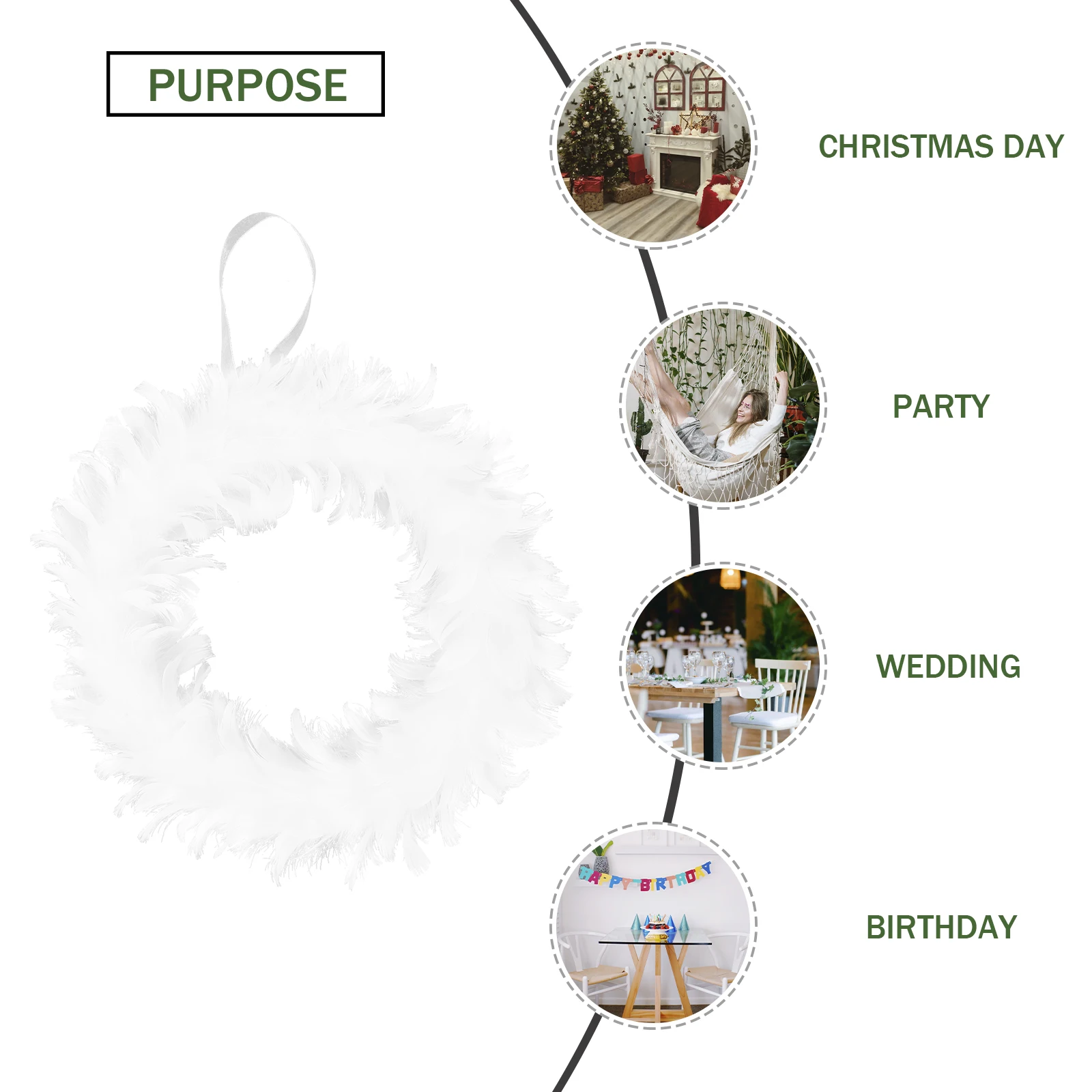 

White Christmas Hanging Wreath Christmas Decor Door Hanging Party Festival Decoration Premium Material