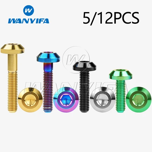 Wanyifa 5/12 Uds perno Ti de titanio M6x12/15/20/25/30/35mm llave Allen tornillo de cabeza hexagonal para freno de bicicleta motocicleta