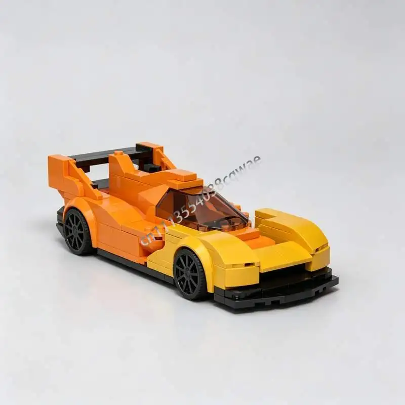 248 PCS Yellow Hypercar Supercar Model MOC Custom Puzzle DIY Assembly Building Blocks Toy Collection Display Educational Gifts
