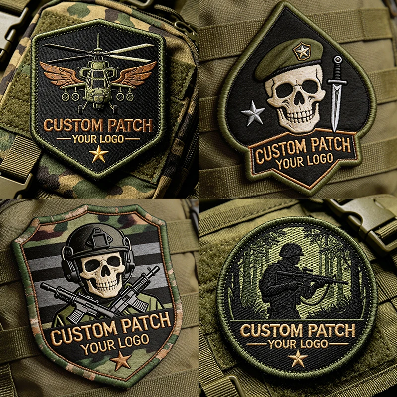 Personalized Embroidery Patches Made Image Logo Text Name Iron On Patch Hook&Loop Badges For DIY Garment Accessories Decoration