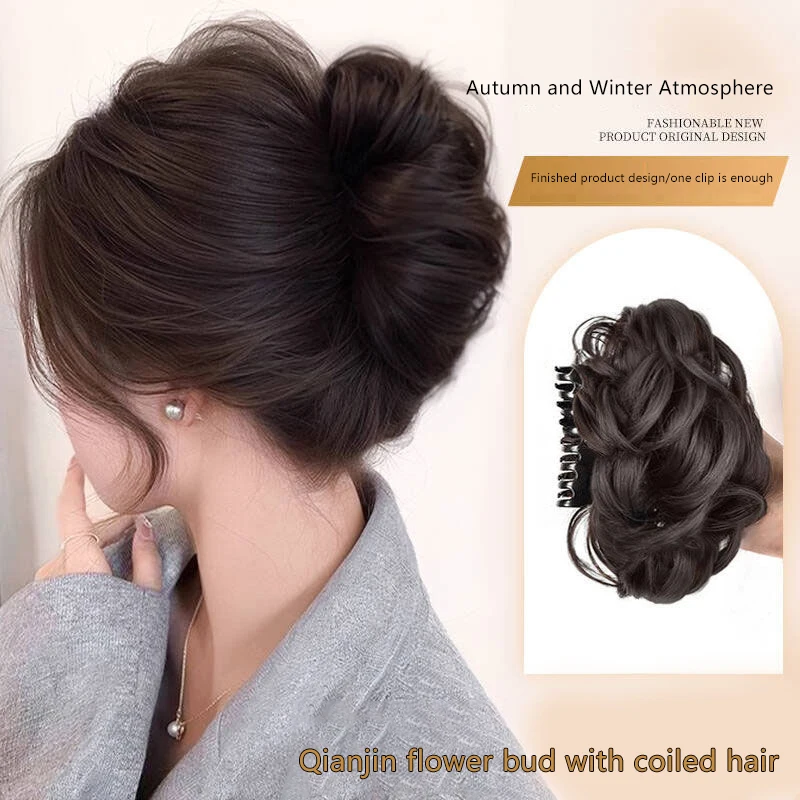 Women Synthetic Hair Bun Bud Wig Bag Claw Clip To Increase Hair Pony Tail Hair Piece Daily Party Lifelike Styling Tools