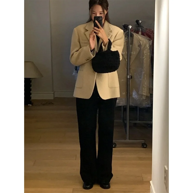 

High Waist Wide Leg Jeans Women's Simple Casual Sle Dongda Gate 25 Autumn High Quali MICOAT2 Vintage Look Bla Jeans