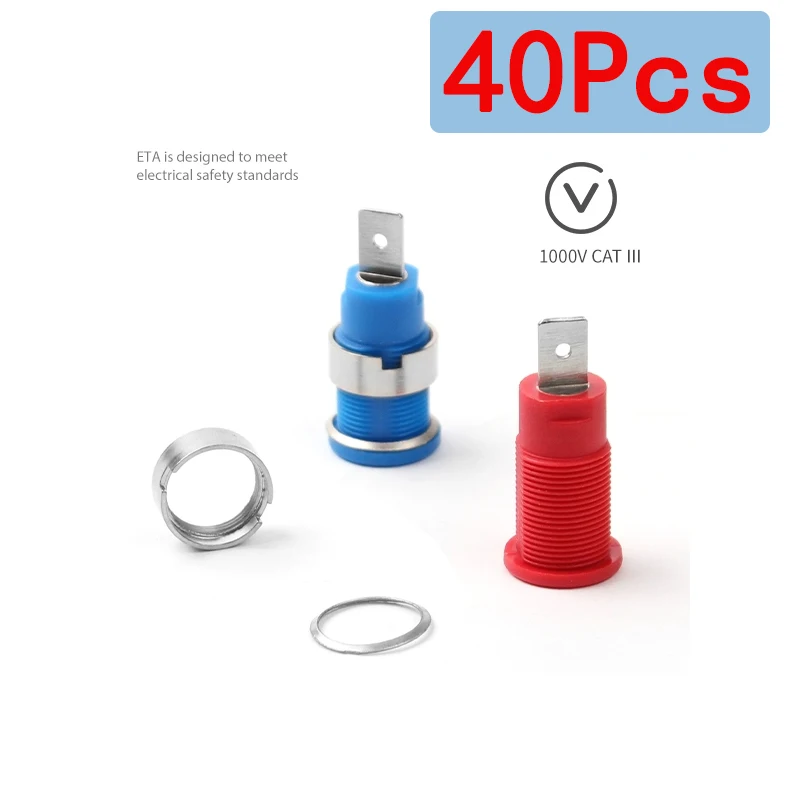 

40PCS Insulated Safety 32A 4mm Banana Socket Terminal 5 Colors Female Jack Panel Mount Socket Binding Post Wire Connector