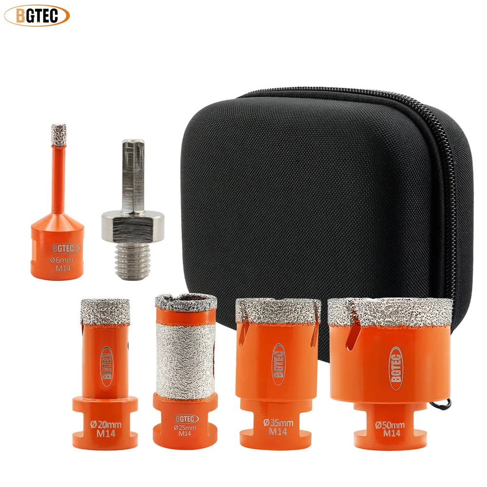 

BGTEC 6pcs/kit Diamond Core Drill Bit Set With Lightning Teeth 6-25mm M14 Thread For Porcelain Tile Ceramic Marble Hole Saw