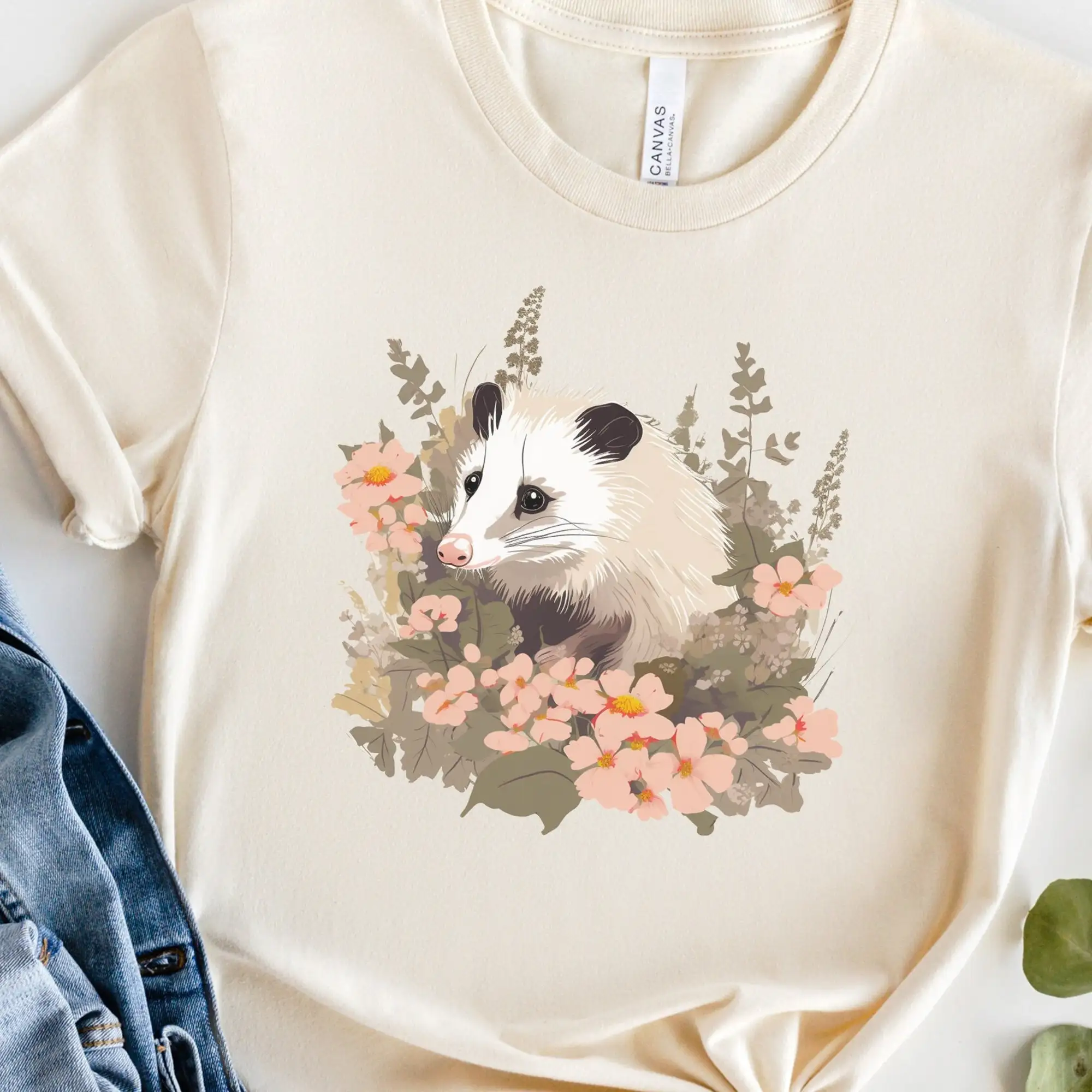 Opossum футболка Possum смешной s Cottagecore для женщин Trashcore дикий цветок длинный или короткий рукав