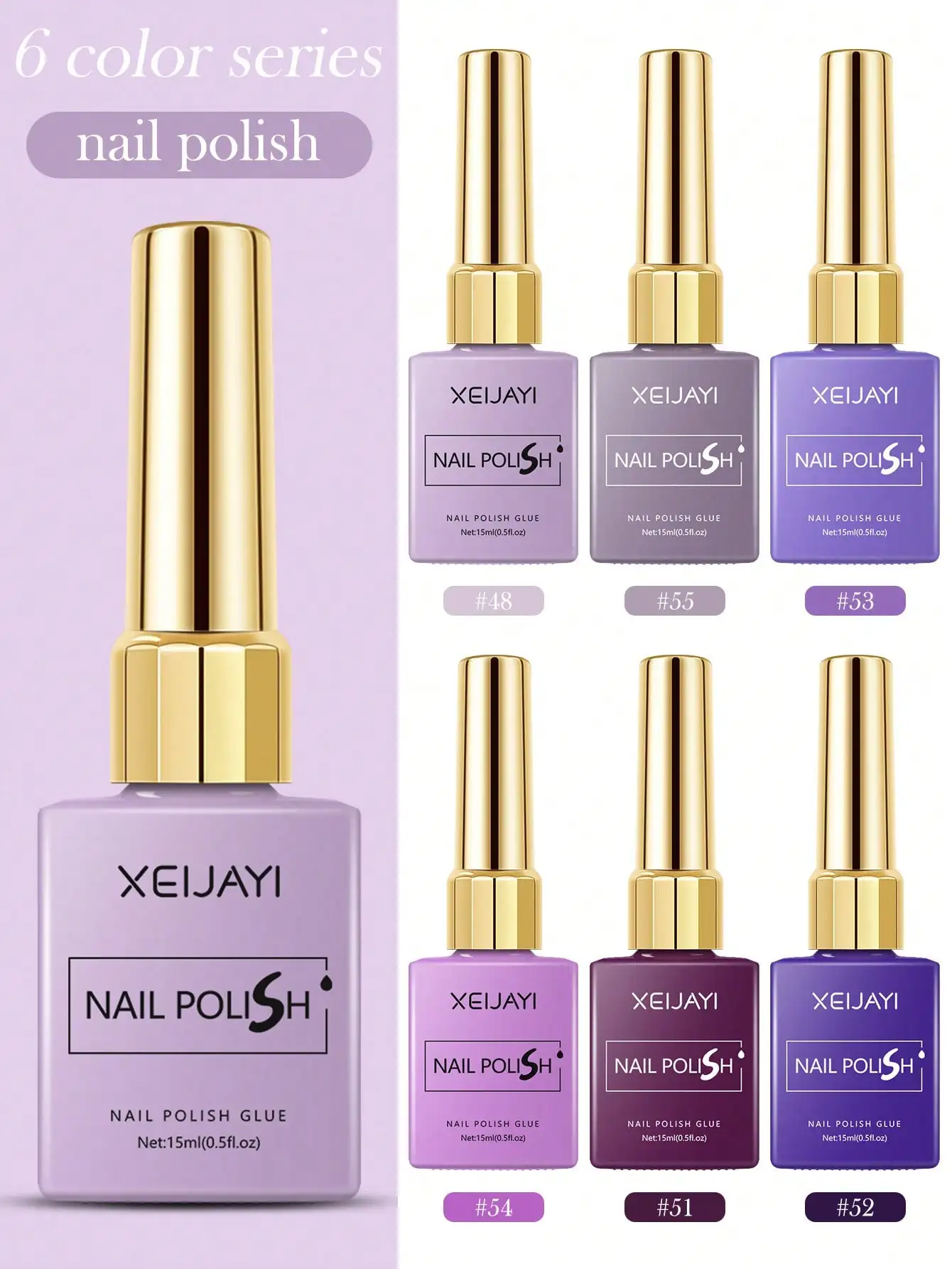 6 ألوان 15 مللي الأرجواني هلام مسمار البولندية سلسلة كاتب نقي نقع قبالة لا مسح جيل للأظافر البولندية مناسبة لجميع المواسم