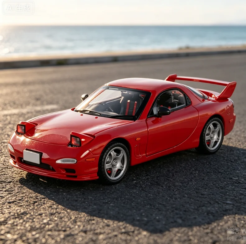 1:28 RX7 alloy car model pull back sound and light Japanese retro theme desktop car
