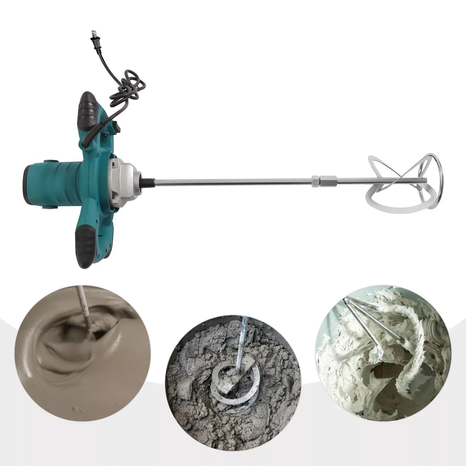 Handheld Concrete Mixer Cement Mud Mixer Portable Electric Concrete Plaster Mud Mortar Mixing Drill 2100W 6 Gear