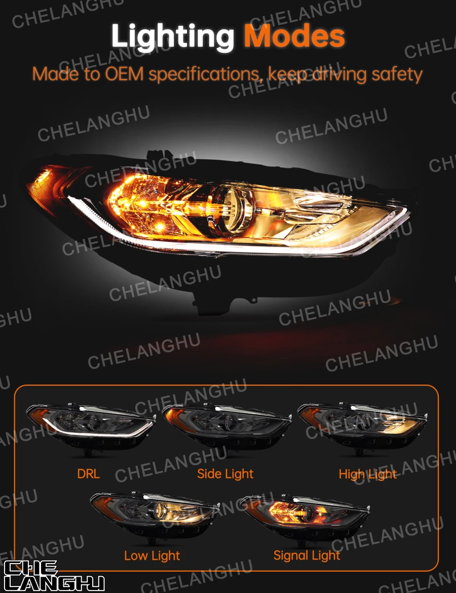 For Ford Fusion US Version 2017 2018 2019 2020 Car Accessories Front LED HeadLight DRL HeadLamp Turn Signal FO2502350 HS7Z13008H
