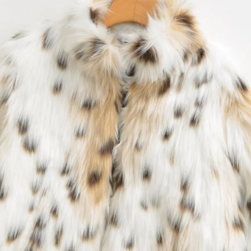 Mode Meisjes Nepbontjas Vrouwen Dikke Warme Bovenkleding Luxe Dame Straat Winter Losse Lange Mouwen Dier Luipaard Print Jas