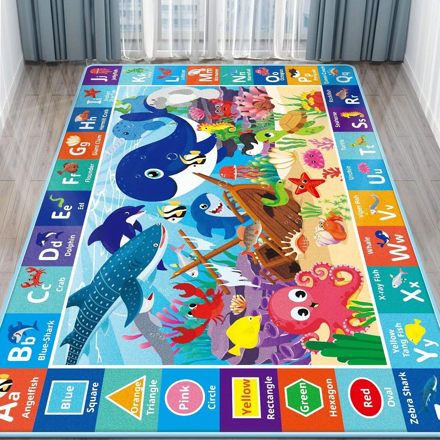 

1PC Ocean ABC Adventure Kitchen Rug Non-Slip Door Mat Pop design Bathroom Rug Bath Mat Carpet for Home Sink Laundry ecoreeree