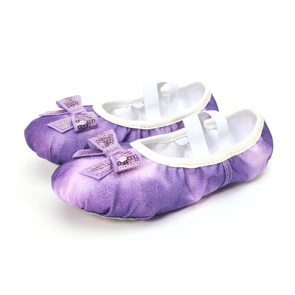 1pair Cute Leather Girls' Dancing Shoes Bow Knot Star Ballet Shoes Soft Sole Lovely Split-Sole Flats Ballet