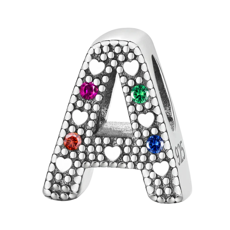 925 Sterling Silver English Letter Charms Beads Fit Original Pan DIY Bracelets Making Gift Of High Quality Fine Jewelry