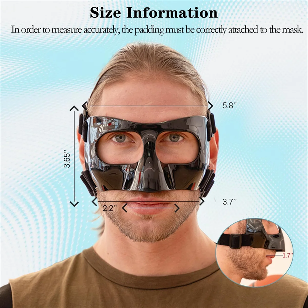Sports Face Guard, Nose Guard for Broken Nose, Basketball Football Softball Training Face Protect Shield, Clear Open