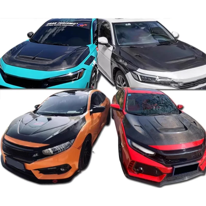 

Carbon fiber Engine cover for Honda civic 10th 11st 2016-2022 Modified Light Weight Hood Car Bonnet