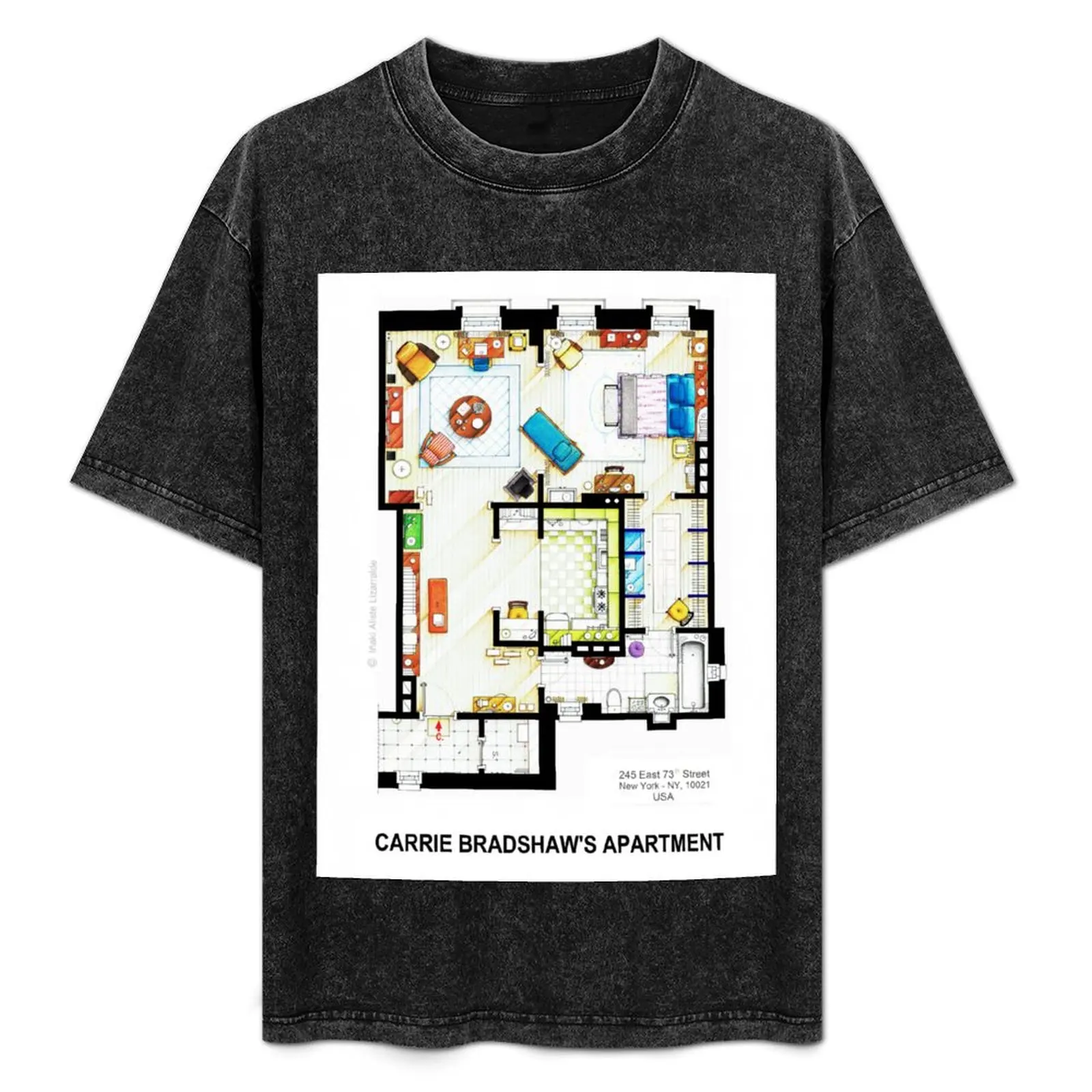 Carrie Bradshaw's Apartment Floorplan v.2 T-Shirt oversize t-shirts man luxury designer tee shirts for men