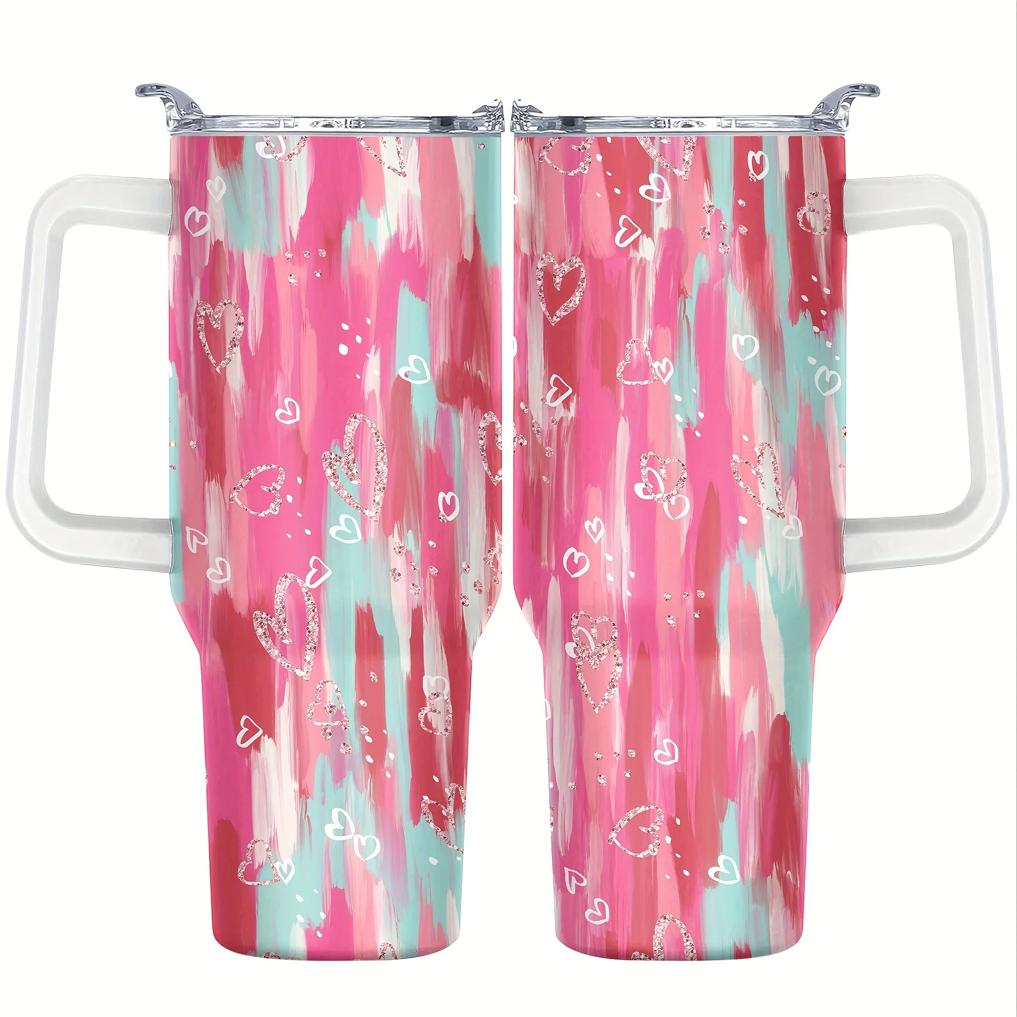 1pc 40 oz Stainless Steel Travel Tumbler with Lid - Reusable Insulated Cup, Leakproof &, Ergonomic Silicone Handle, Non-Slip Base - Ideal for Hot & Cold Beverages, Machine Washable, Thank You/Birthday/Christmas Gift
