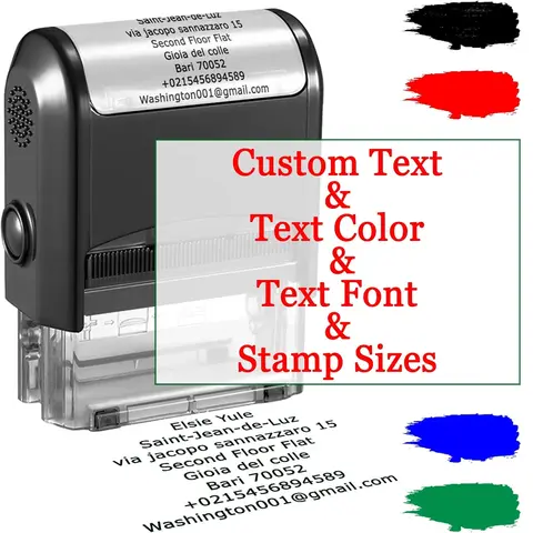 Personalized Self Inking Stamp Custom Stamp with Own Design Clear Base Refillable Ink Pad Available for Wedding Business Address