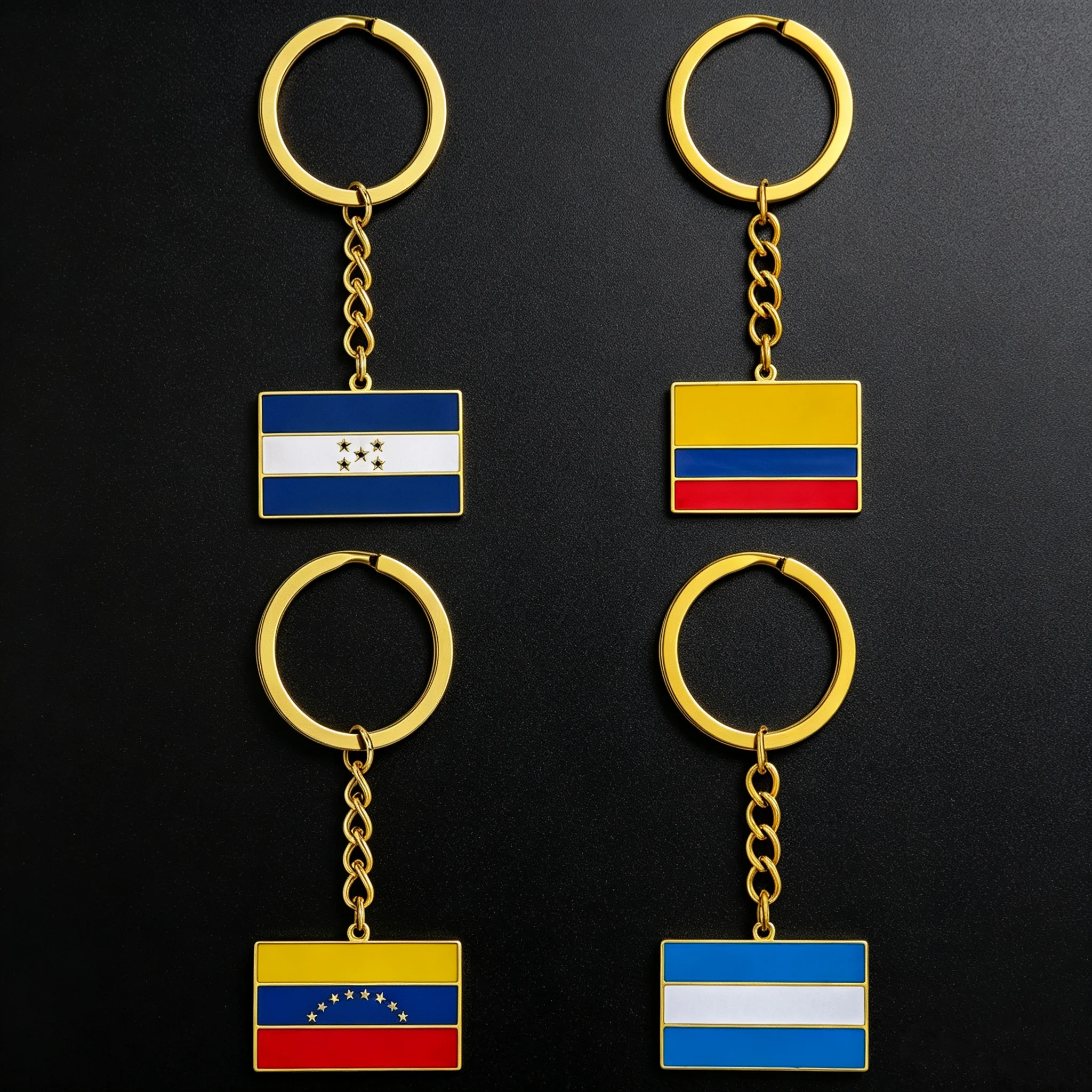 Stainless Steel Honduras Venezuela Colombia Guatemala Argentina Flag Keychain Country Pendant Key Ring Souvenir